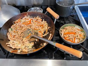 Moo shu pork on the stove