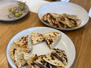 Quesadillas arranged on plates