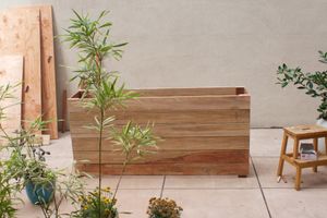 an almost finished redwood box