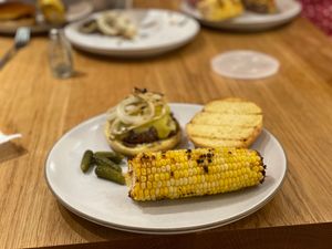 Hamburger with corn