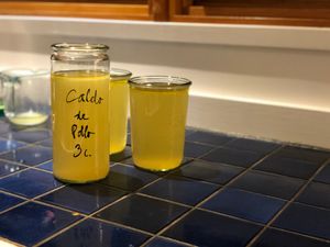 Jars of chicken stock
