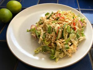 chicken salad on a white plate