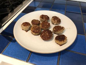 breakfast sausage pucks on a plate