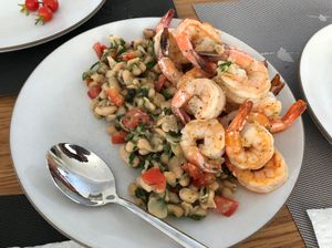plate with beans and shrimp