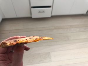 Cross section of a thin slice of pizza