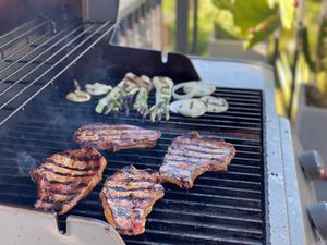 Pork chops on the grill