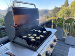 Hamburgers on a grill
