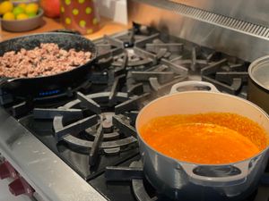 Sauce and meat cooking
