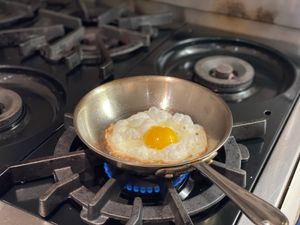 Egg frying in a pan