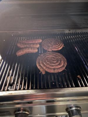 Sausages on the grill
